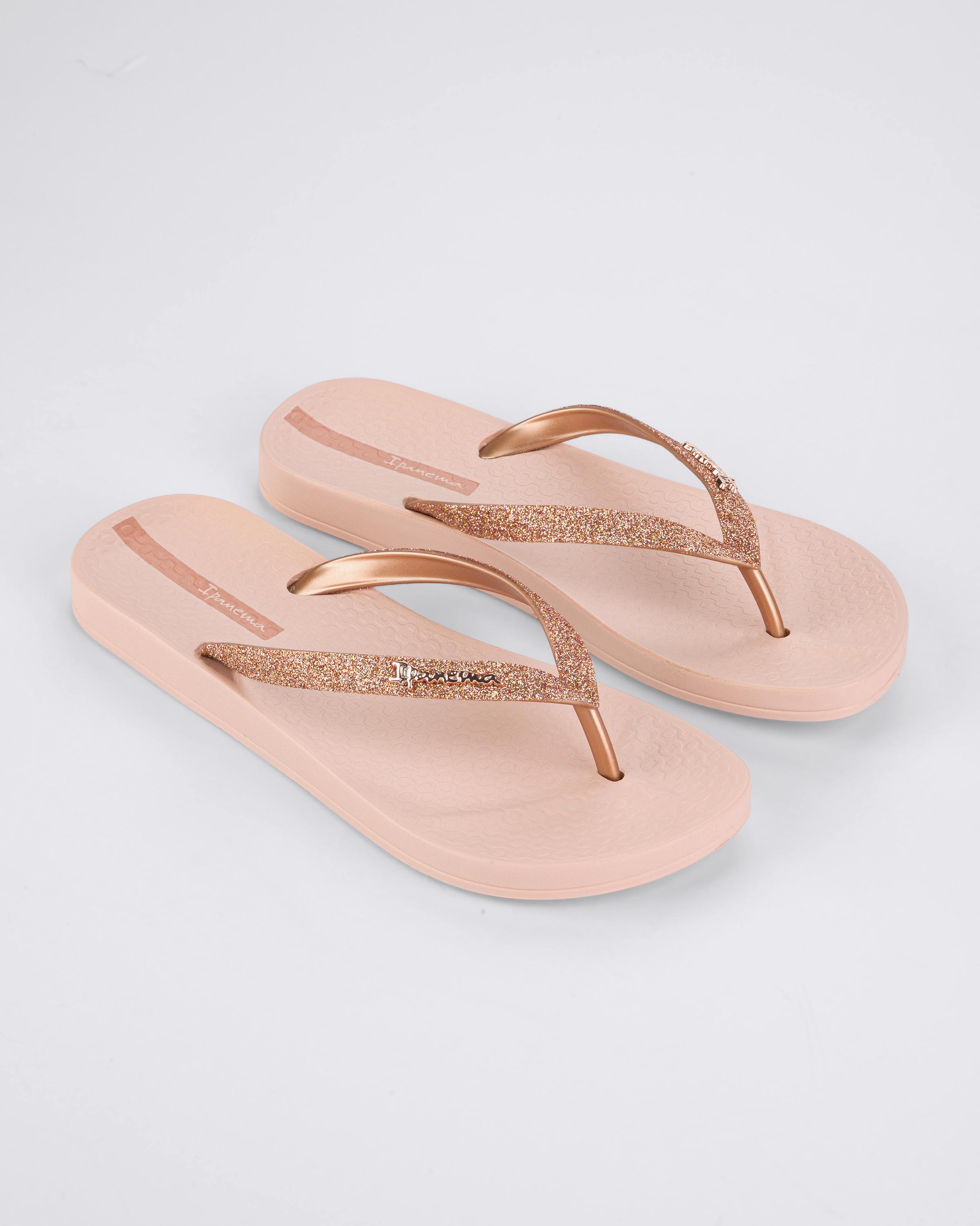 Ipanema Anat Lolita Infradito Donna Rosa Glitter – Plantare Anatomico, Tacco Glitter E Logo Metallico, Taglia 43 EU